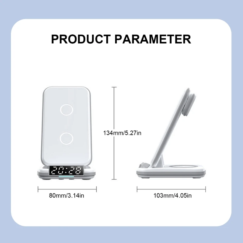 462E Wireless for Cellphone Charging Station with Time Clock for Multiple Devices,15W Charging Stand