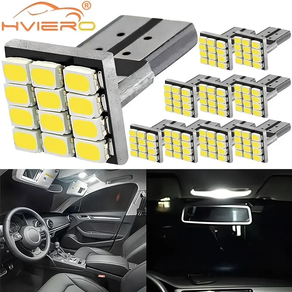 10PCS T10 W5W Canbus 1206 12SMD Led DC 12V Vehicle Tail Dashboard Reverse Parking Lights Sides Marker Lamping Wedge Corner Bulbs