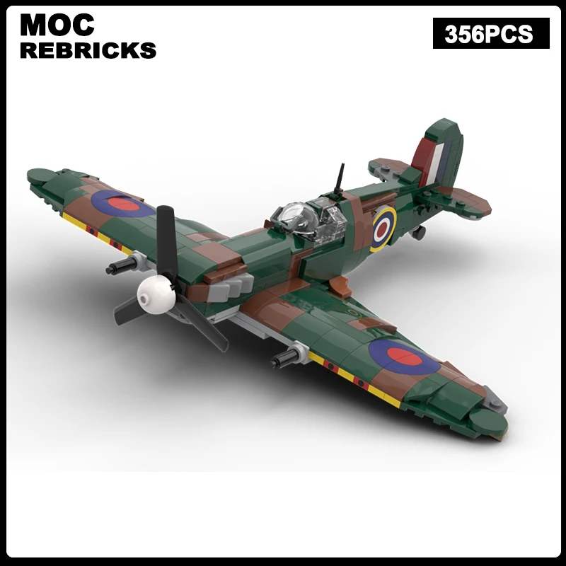 

WW2 Military Series Supermarine Spitfire MK MOC Building Block Fighter Assembly Model Brick Toys Children's Christmas Gifts