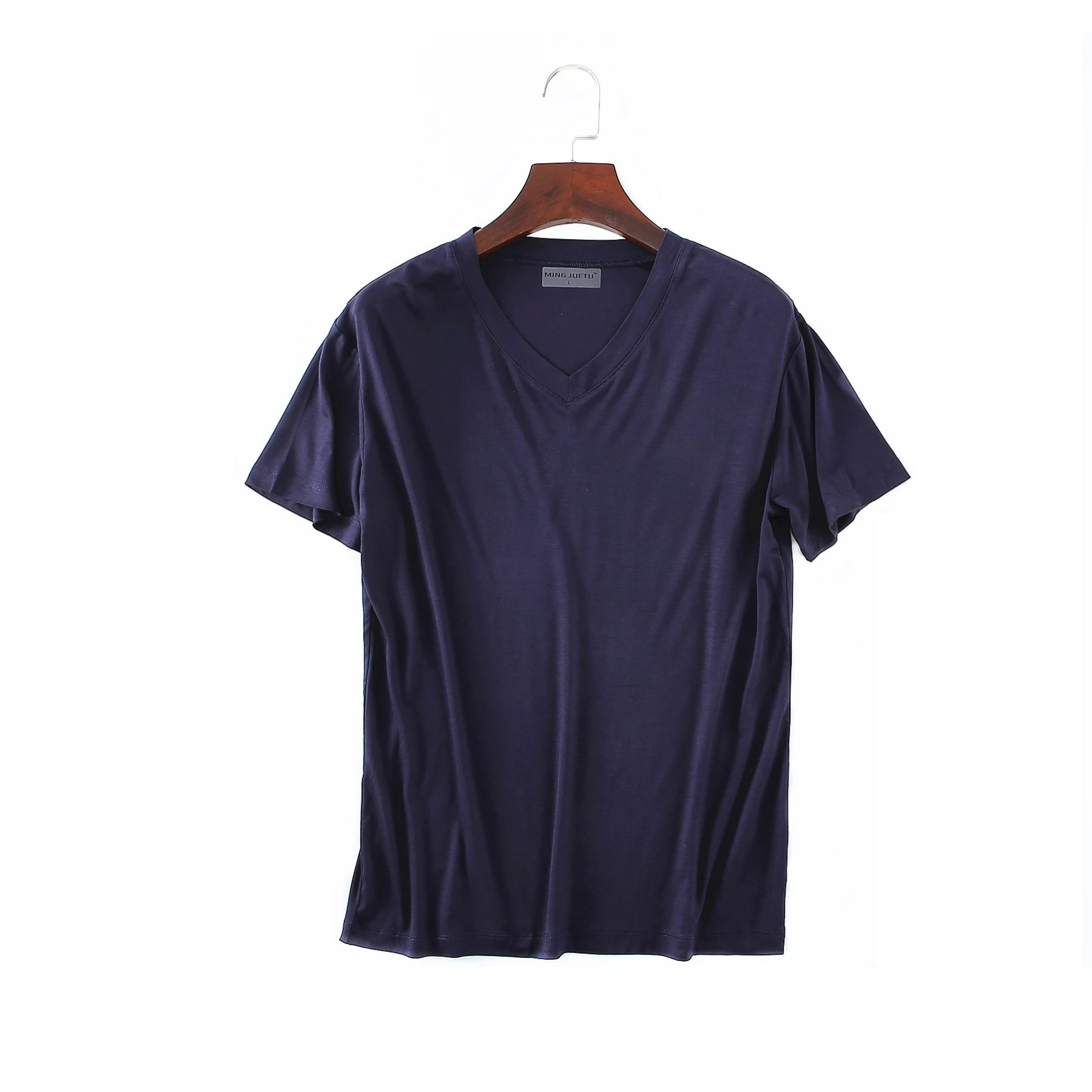 2026 Brandneues Herren Modal T-Shirt V-Ausschnitt Große Größen Herren T-Shirt Kurzarm Locker Sitzendes Herren-T-Shirt Einfarbig für Männer Oberteile Tees – Detail 8