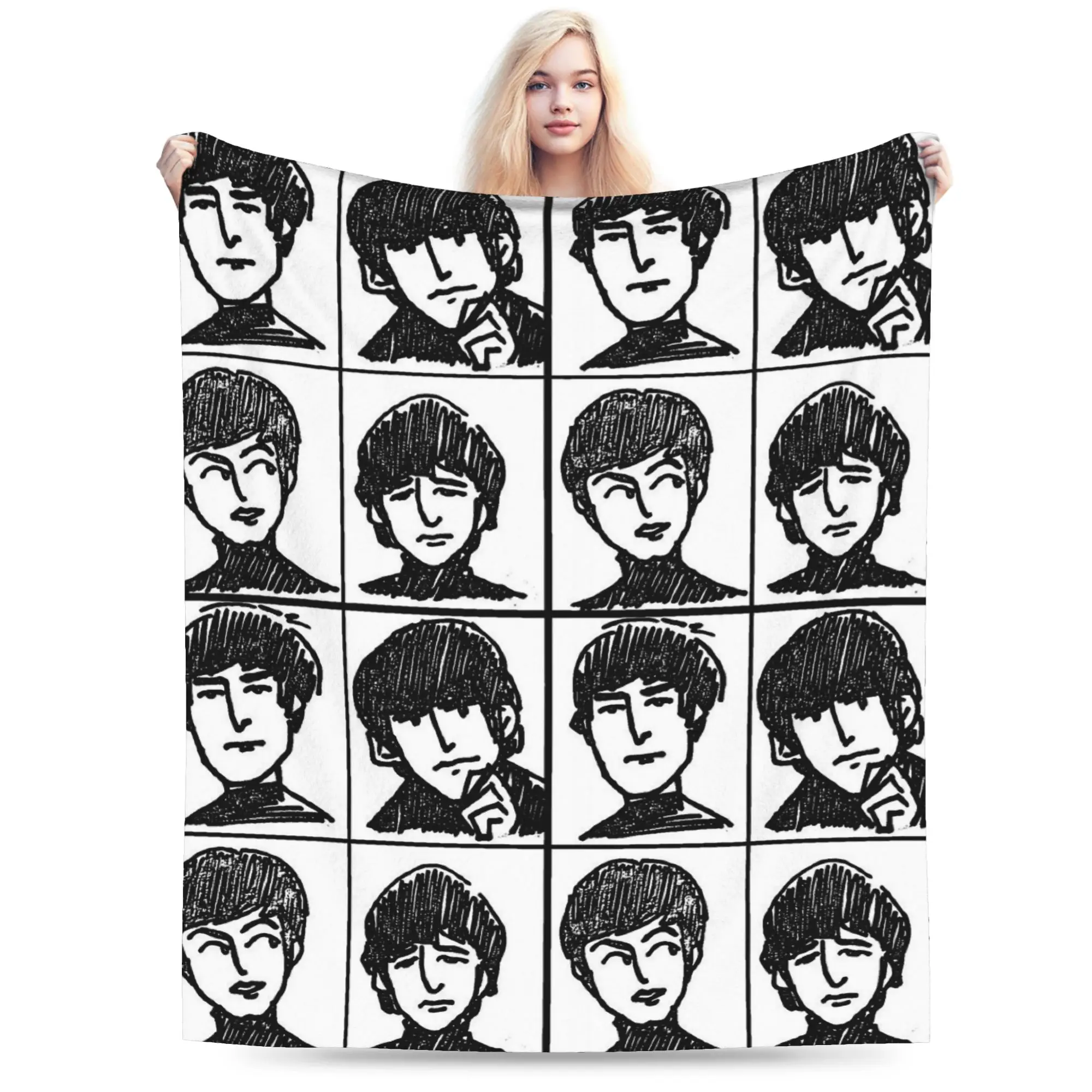 Beatled Cartoon Blanket Flannel Spring/Autumn  Portable Warm Throw Blankets for Sofa Office Bedspread