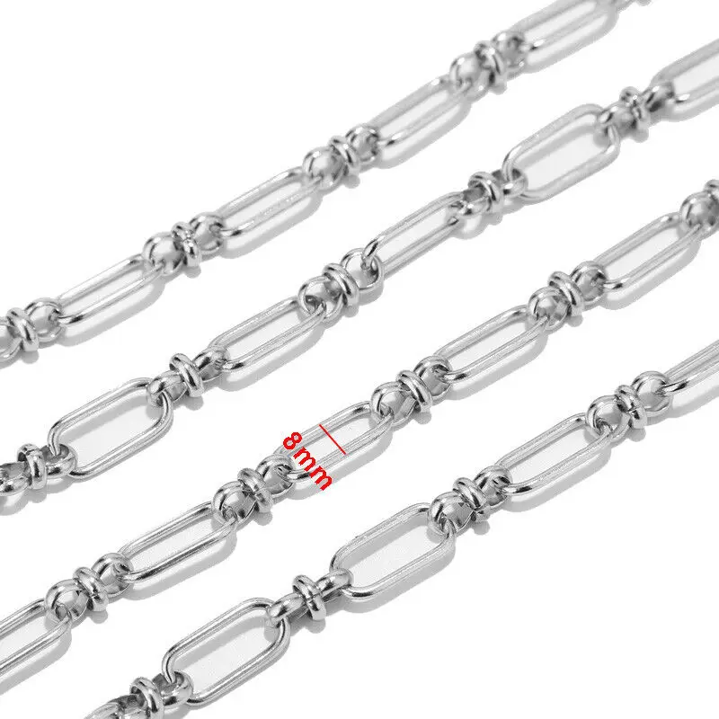 1M Stainless Steel 8mm Width Multiple Circles Heavy Large Chains Handmade Link Chain For DIY Jewelry Necklaces Making Findings