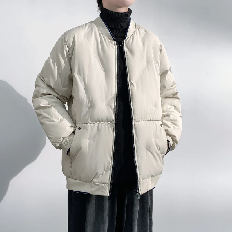 

Short Sports Cycling Jacket Light Down Cotton Jacket Couple Style Baseball Collar Jacket Outdoor Men Casual and Fashionable Coat