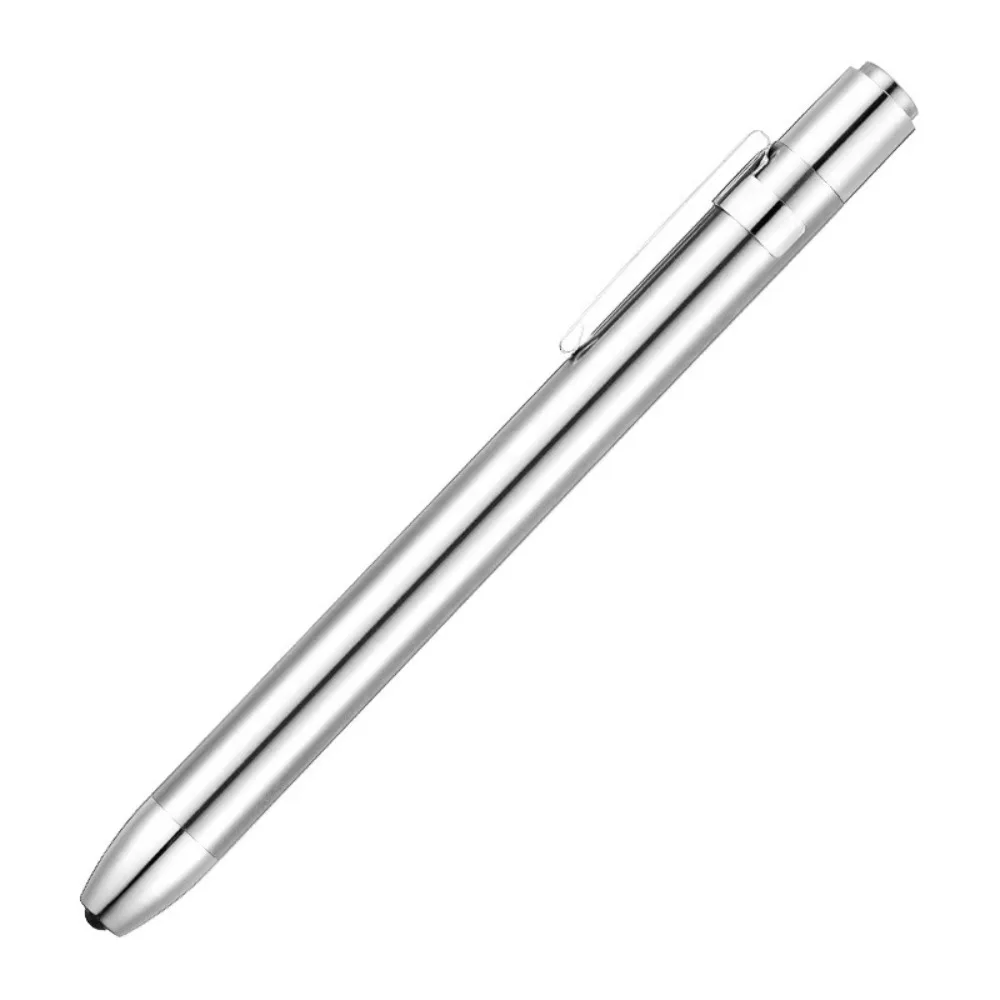 Mini Stainless Steel Medical Pen Flashlight LED Pen Torch with Pupil Measuring Ruler Tail Press Switch for Oral Pupil Exam