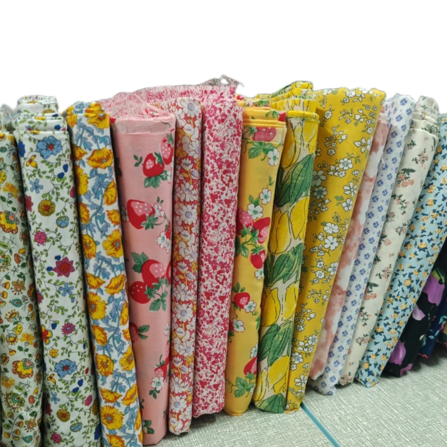 145x50cm Pastoral Floral Poplin Cotton Fabric DIY Children\'s Wear Cloth Make Blouse Dress Shirt Decoration Home on Sale