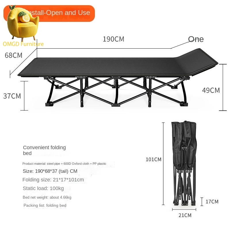 Home Folding Bed Single Office Lunch Bed Convenient Recliner Chair Outdoor Camping Folding Bed Accompanying Lozko Skladane