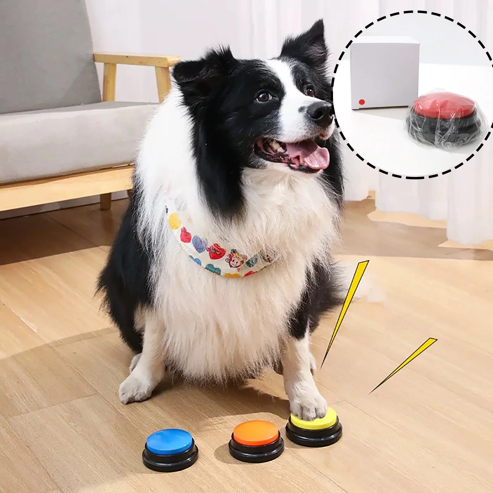 Pet Training Buttons Recordable Communication Toys Interactive Dog with Sticker for Communication Pet Training Buzzer