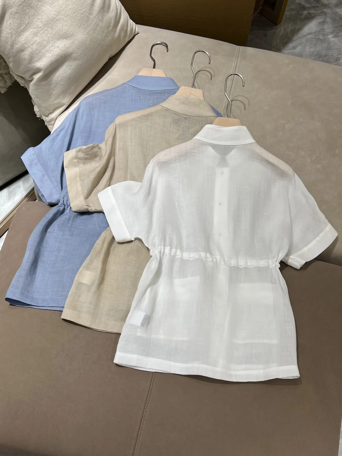 Women's New Collar Lace-up Waist Slim Shirt Shirt Top