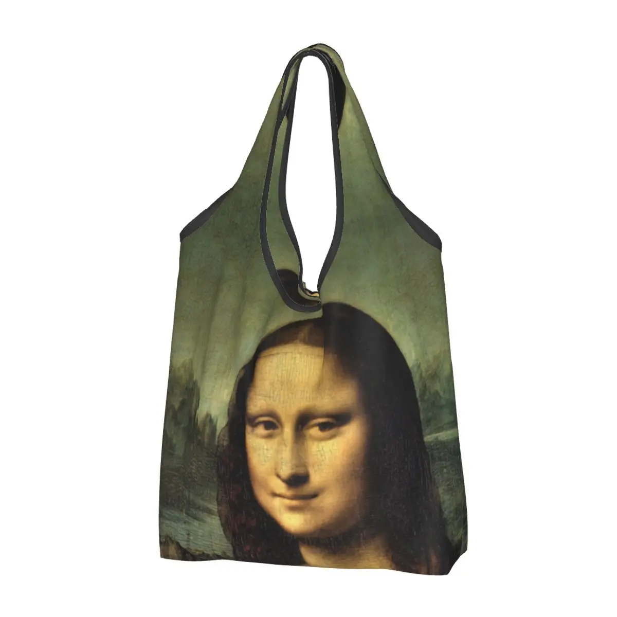 Reusable Classic Mona Lisa By Leonardo Da Vinci Shopping Bag Women Tote Bag Portable Painting Art Groceries Shopper Bags