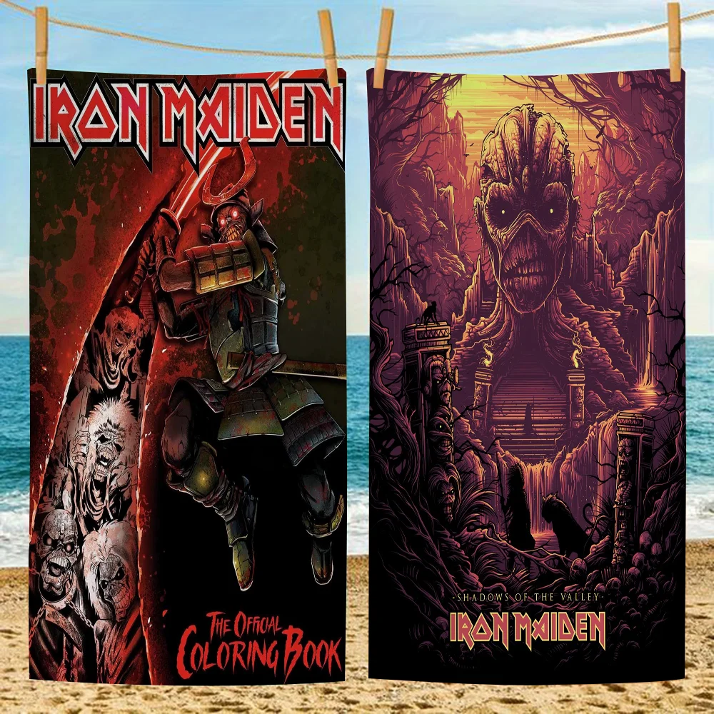 Band I-Iron M-Maiden Beach Towels Shower Towel Sauna Travel Spa Microfiber Quick Dry Gym Accessories Cute Room Decor