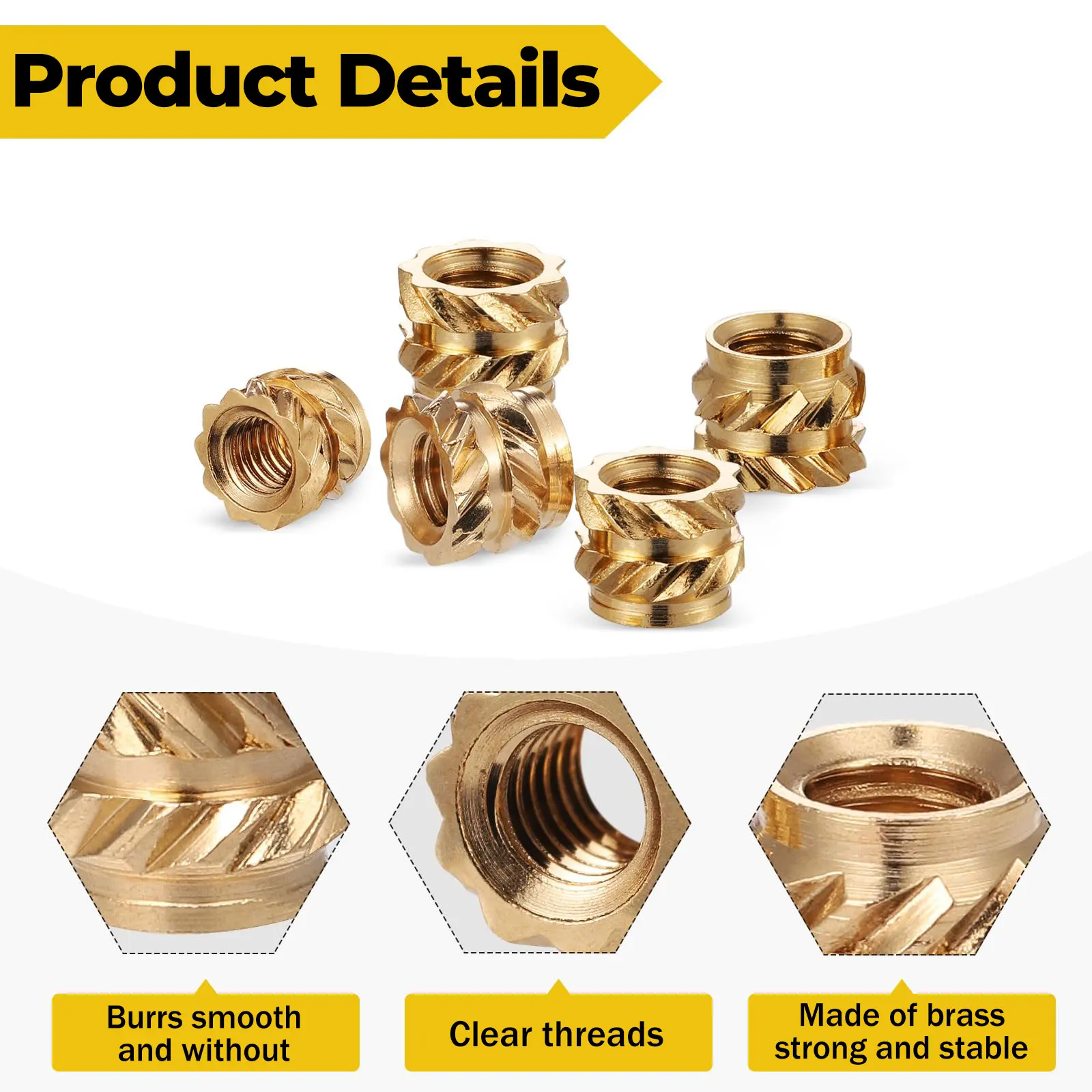 200 ชิ้น M3 ความร้อน-ชุดเกลียวสําหรับการพิมพ์ 3D, Press-in Nuts สําหรับเปลือกพลาสติก, ยานยนต์ & 3D พิมพ์ชิ้นส่วน