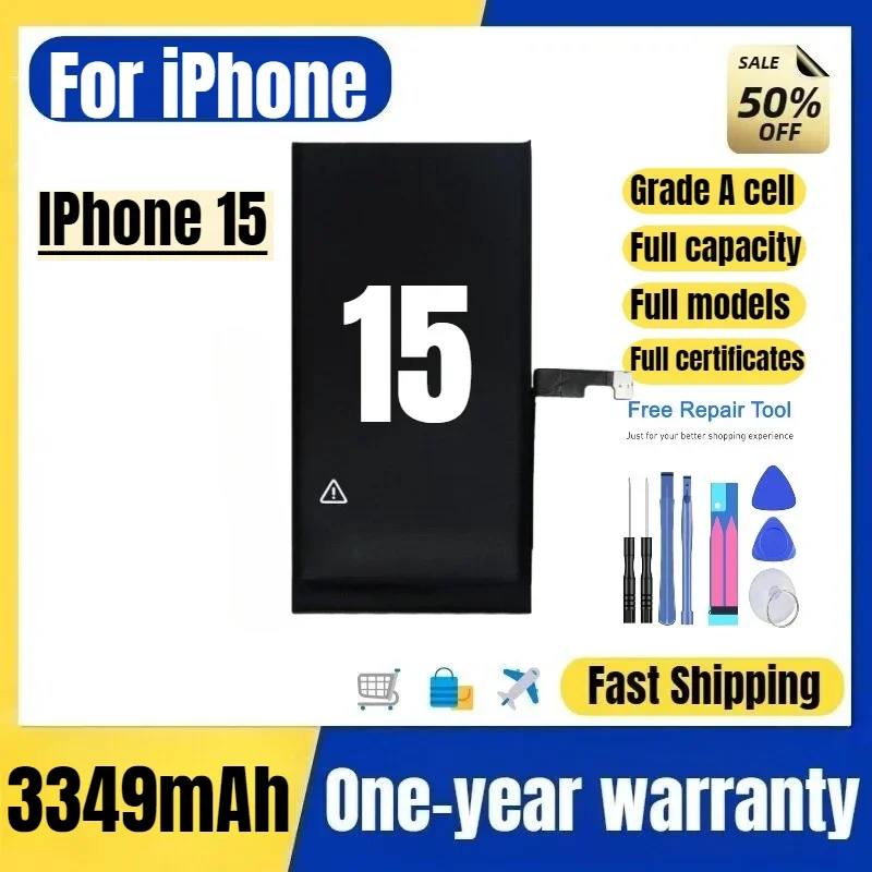 A3090/A2846 for IPhone 15 Mobile Phone Battery High Quality  Replacement Bateria Grade A Cell with Tools