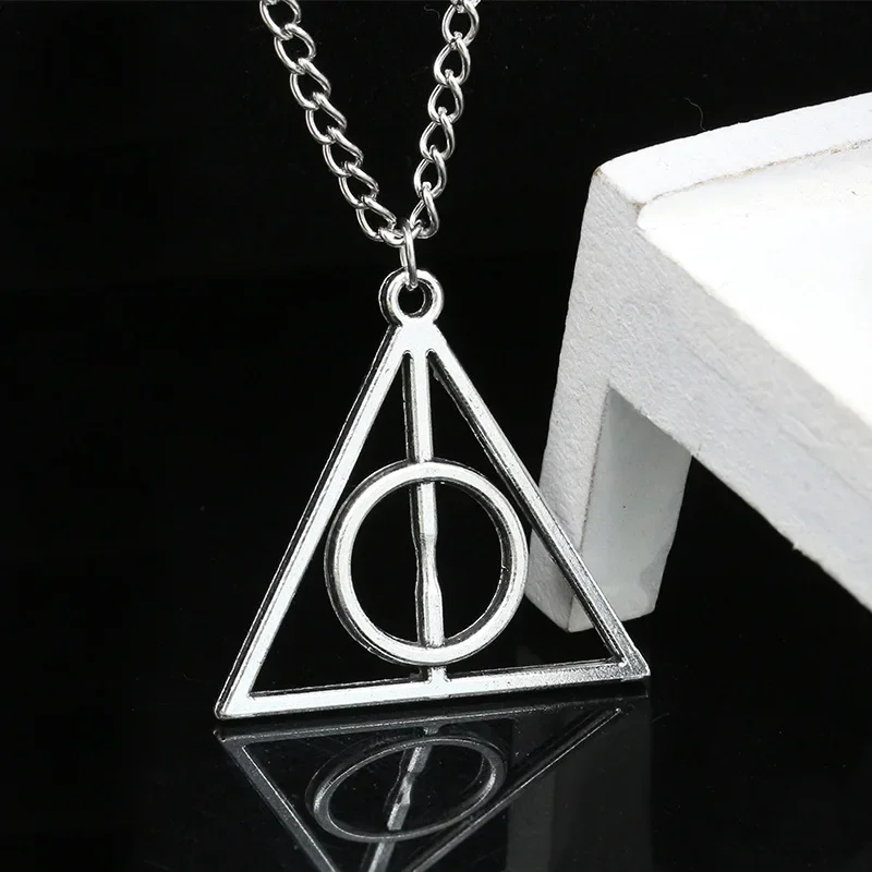 Harries Deathly Hallows Triangle Round Pendant Potters Vintage Collars Sweater Chain Fashion Jewelry Prop Coaplay