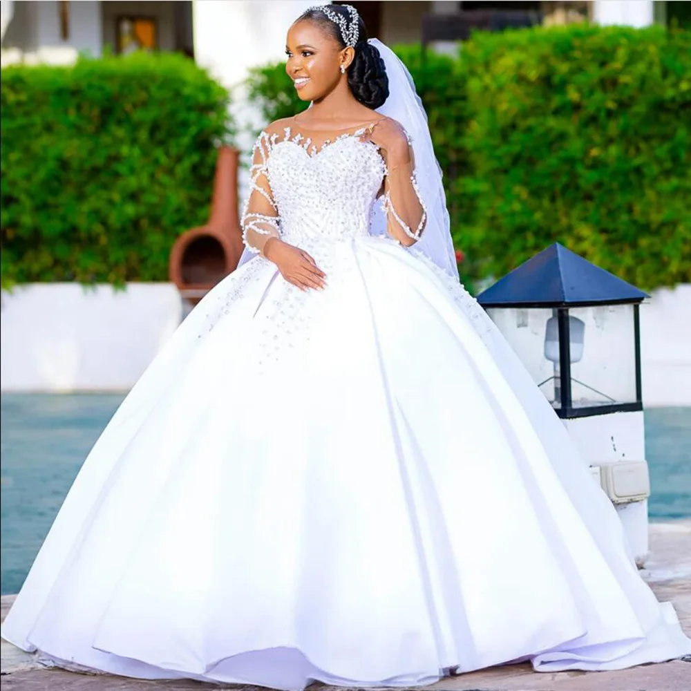 South African Nigeria Wedding Dress For Bride Robe De Mariée Long Sleeves Garden Princess Bridal Gowns Tailor-made Women Clothes