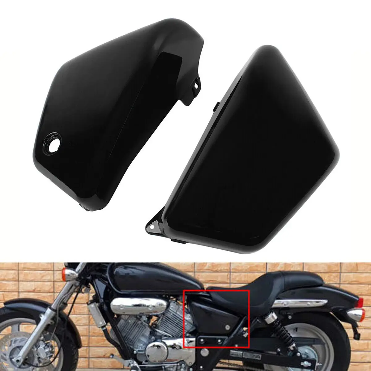 Motorcycle Gloss Black Battery Side Fairing Covers Side Panel Left & Right Fit for Honda Magna VF250 VF 250 1995-2006 2005 2004