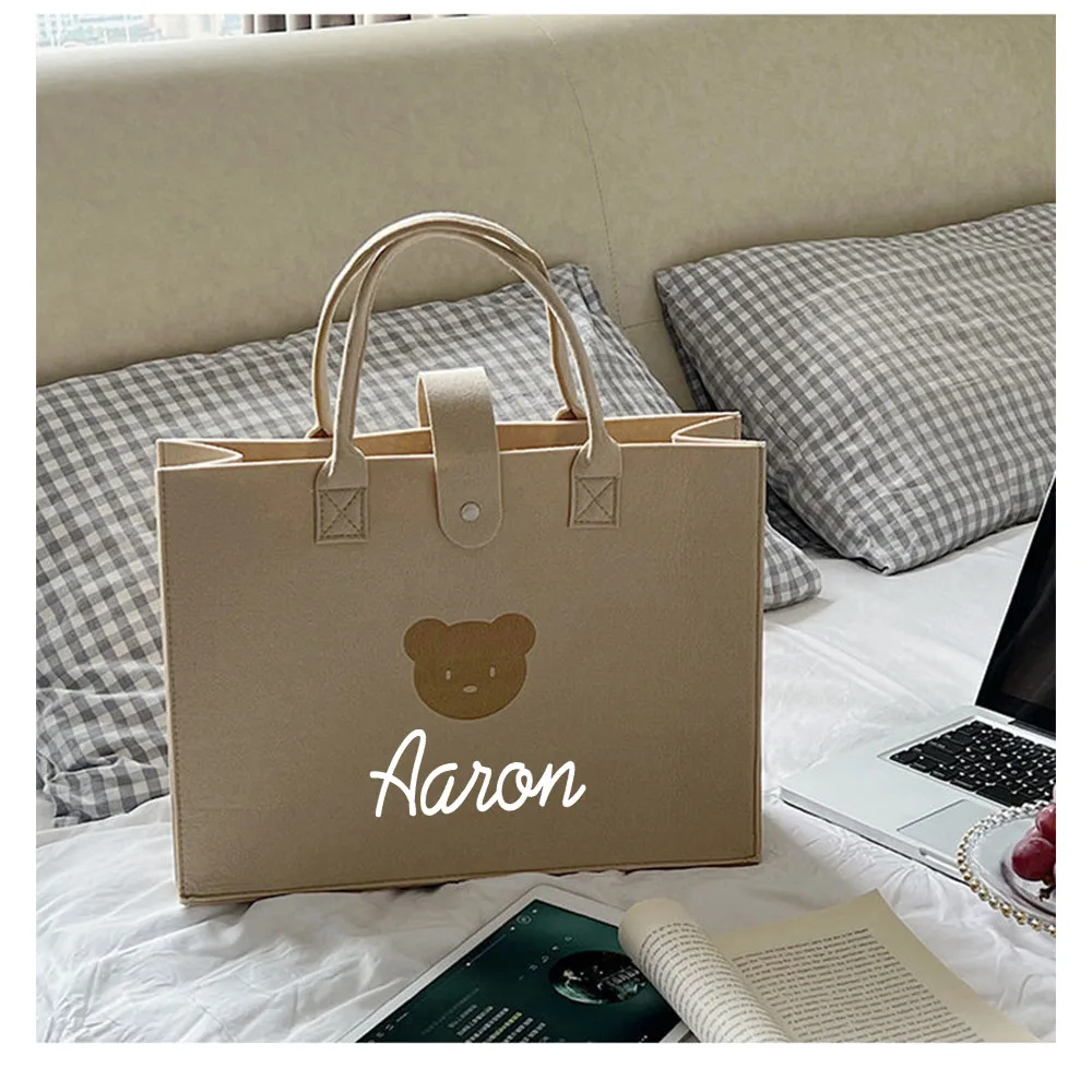 

New Embroidered Name Wedding Party Bridesmaid Gift Felt Tote Bags Personalized Women's Solid Color Mini Shopping Felt Handbags