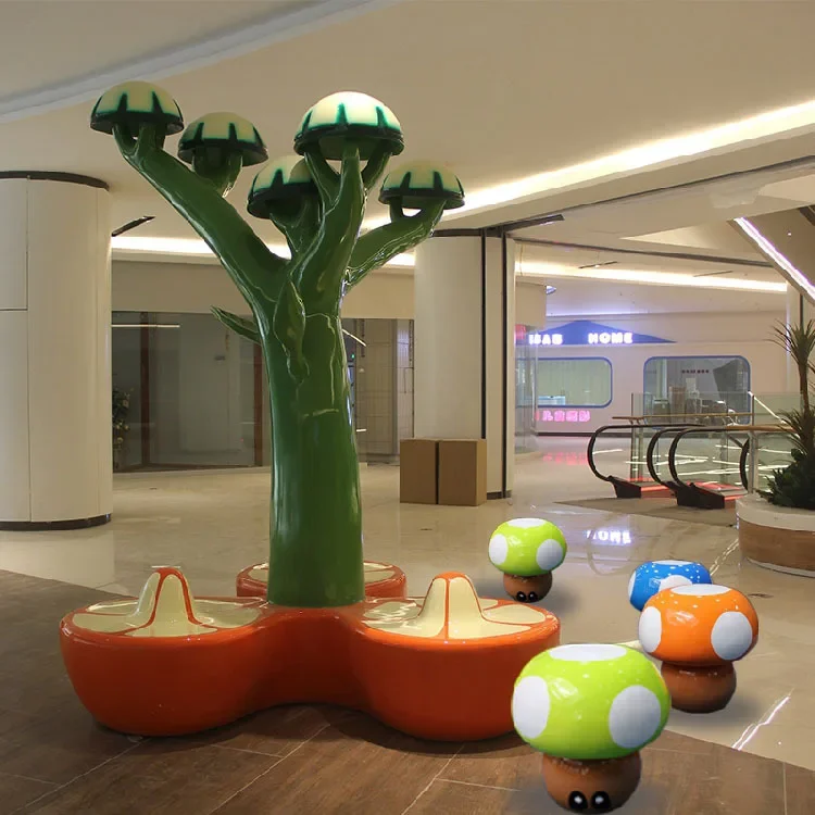 Mushroom tree stool ornament, chair view 3