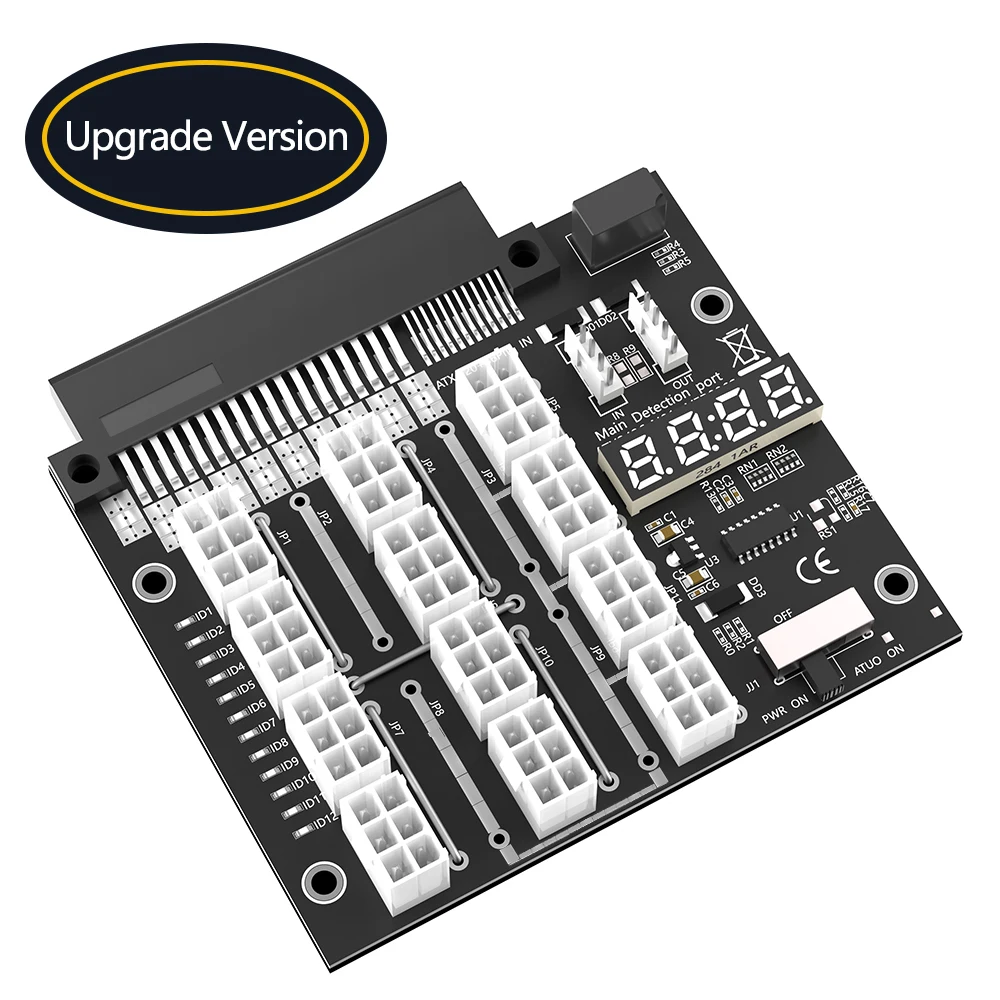 Upgrade Version ATX 12x 6Pin Breakout Board with flash LED for Dell brand PSU and BTC Mining