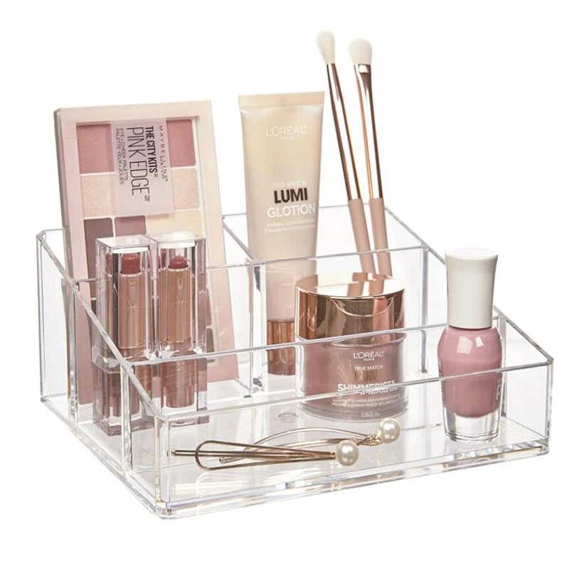 Clear Plastic Makeup Organizer Cosmetic Storage Box Makeup Brush Holder Stationery Storage Pen Holder Lipstick Display Stand