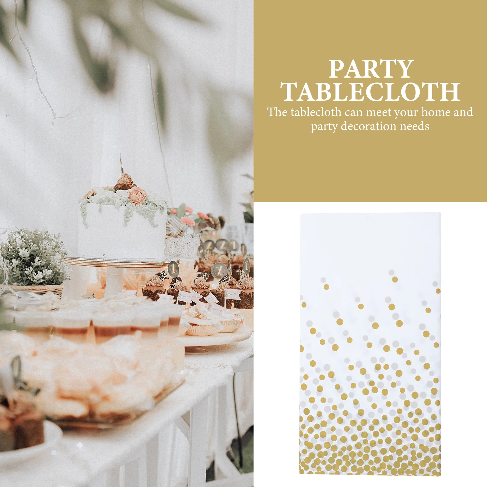 

5pcs Golden Dot Disposable Tablecloths Rectangular Table Cover For Party Birthday Dinner Decoration Home Wedding Event Decor
