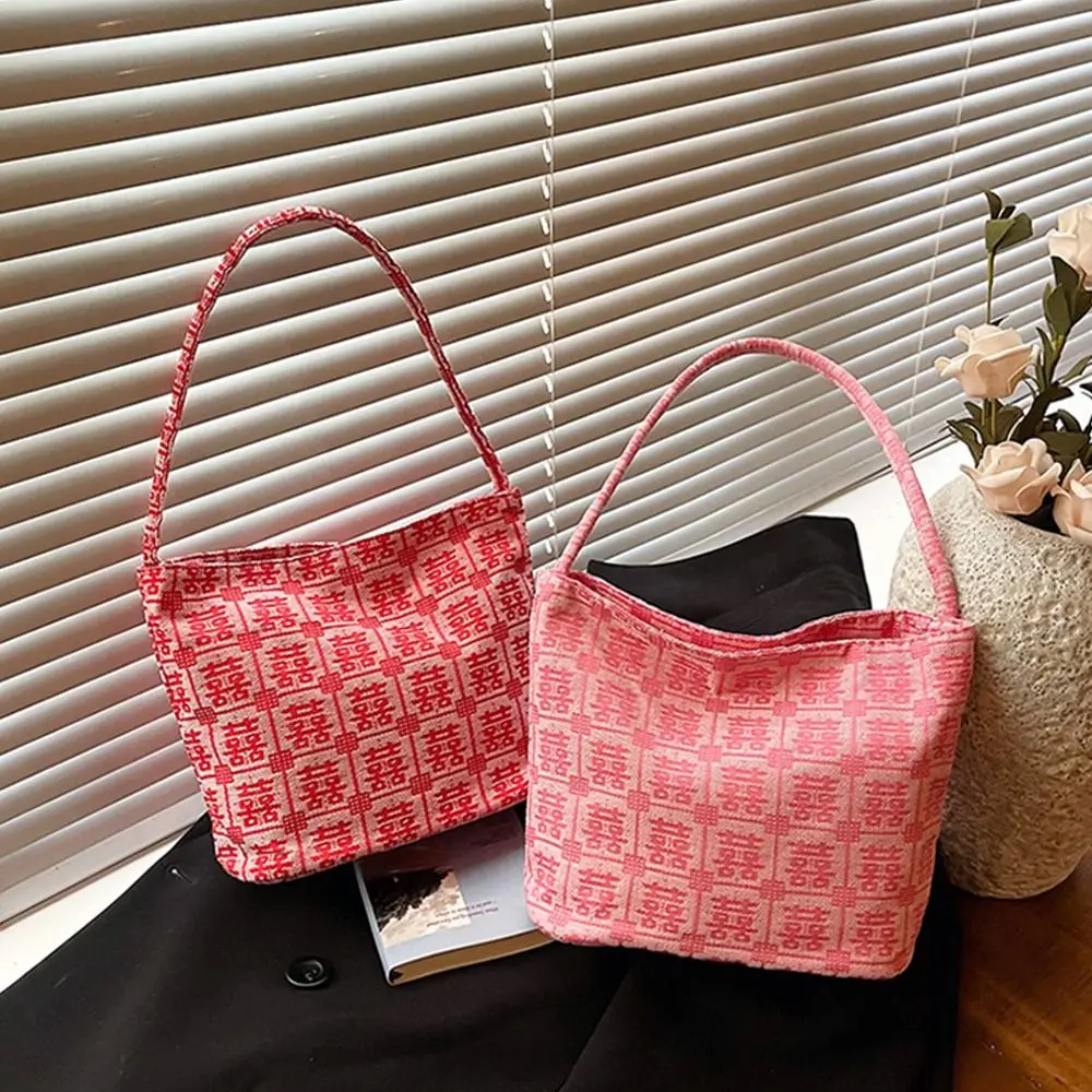 Large Capacity Shoulder Bag Single Shoulder Strap Snap Closure Underarm Handbag Wide Opening Traditional Pattern Tote Bag