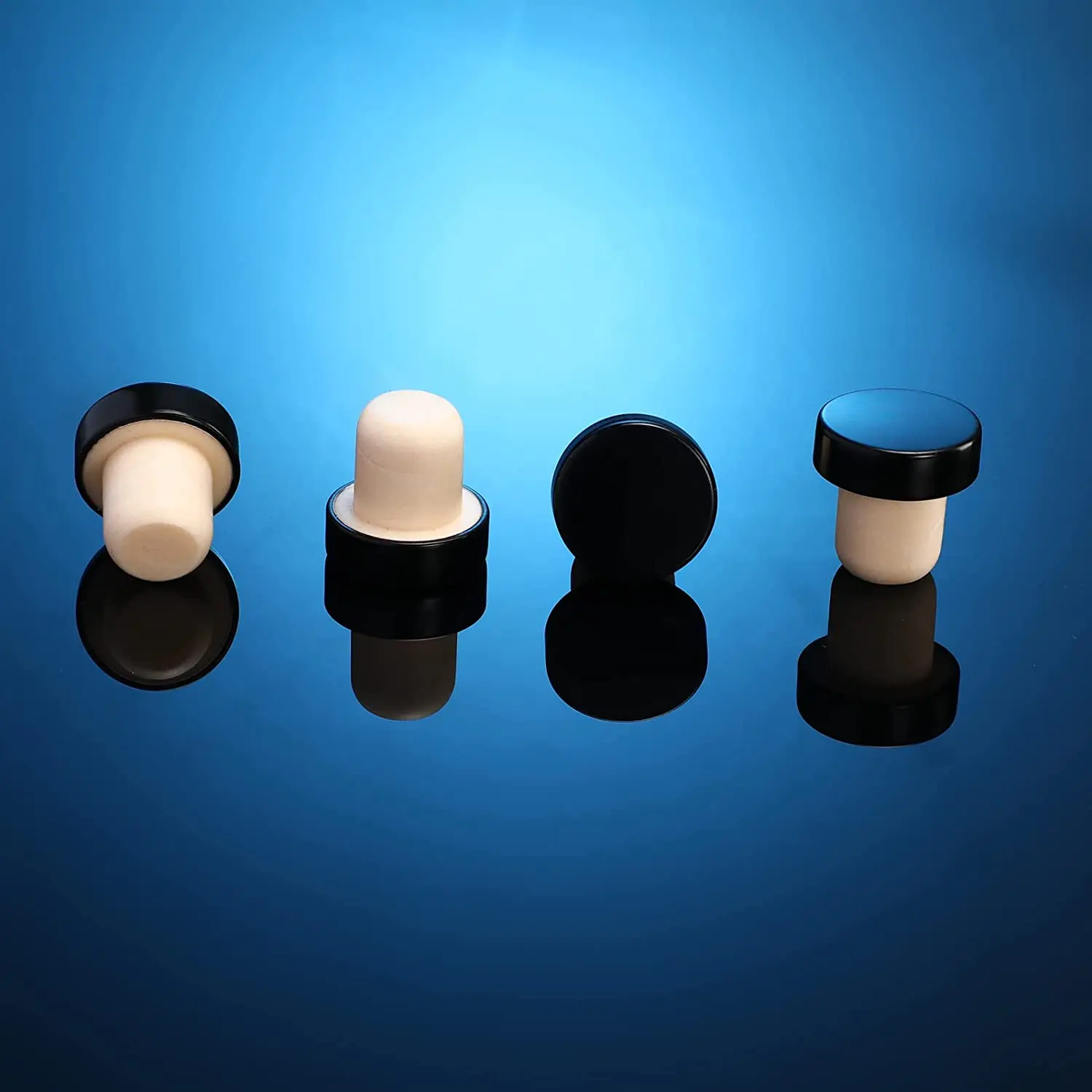 24 pçs em forma de t rolha reutilizável garrafa de cortiça de vinho rolha de vedação tampa de garrafa para garrafas de cerveja de vinho (preto)