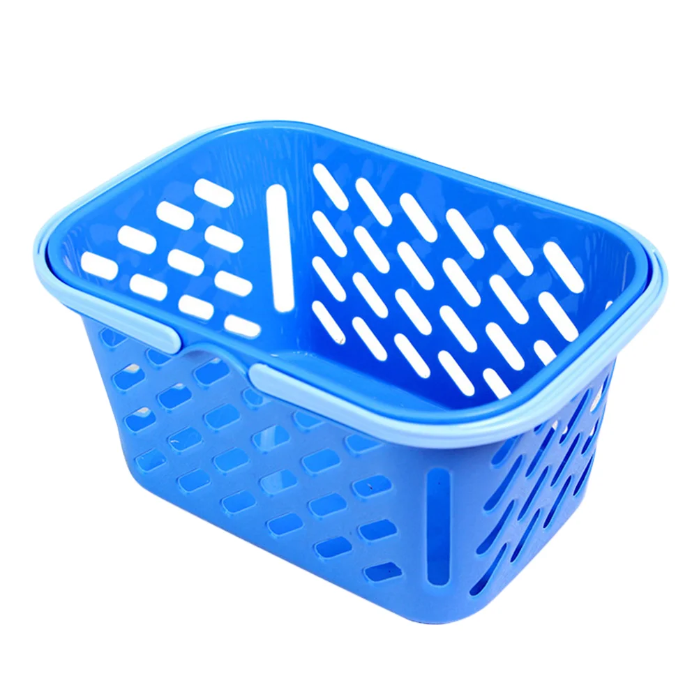 Shopping Basket Toy Portable Kids Plastic Grocery Basket with Handle for Children Kids Kitchen Pretend Play Toy(Random Color)