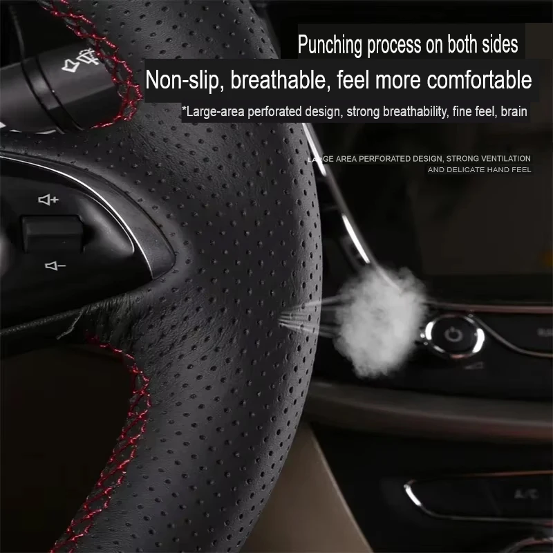 Customized Hand Sewing Braid Car Steering Wheel Cover for Skoda Superb Rapid Genuine Leather Car Interior Accessories Black