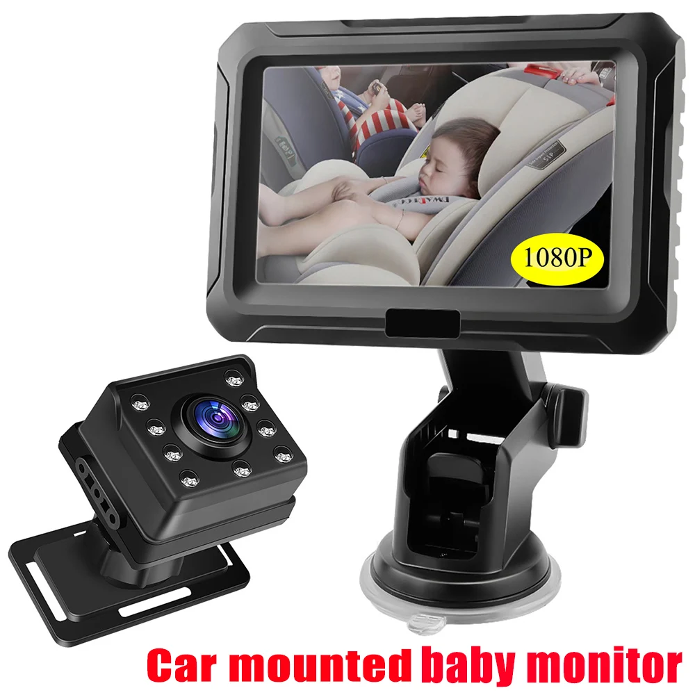 HD 1080P Car Baby Monitor Full Color Infrared Baby Monitor 1080P Camera 4.3 Inch IPS Screen Night Vision for Kids Pets