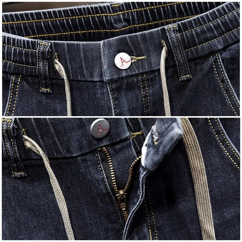 2025 Spring and Autumn New Fashion Trend Elastic Straight Leg Jeans Men\'s Casual Loose Comfortable High Quality Denim Pants 36