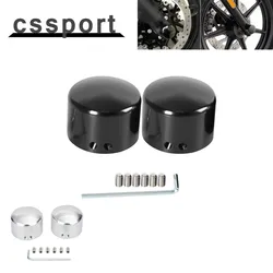 A Pair Front Axle Nut Covers Motorcycle Adjustable Front Cap For Harley Sportster 883 1200 Dyna VRSCA V Rod 02-06 CVO Softail