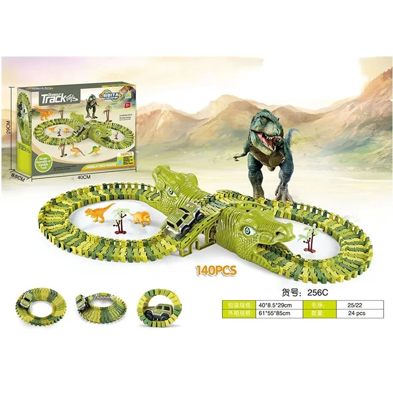 DIY Car Race Magic Rail Track Sets Brain Game Elastyczne zakrzywione tworzenie pojazdów Zabawki Plastikowa kolorowa kolejka na prezenty dla dzieci
