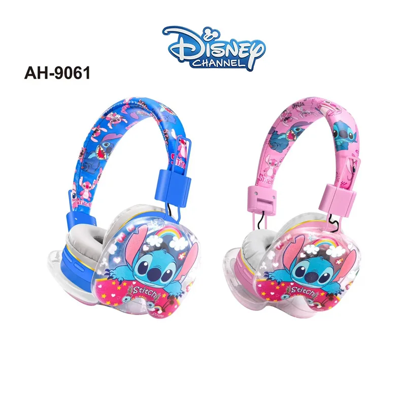 Neue Disney Stich Drahtlose Bluetooth Kopfhörer AH-9061 HIFI Stereo Sound Faltbare Headsets mit Mikrofon Anime Cartoon Kinder Geschenk