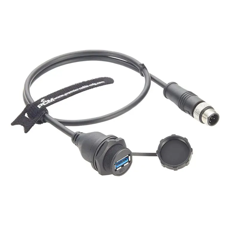 L70A IP67 Industrial USB 3.0 Connection Cable USB A Female To 5Pin B Code Flush Compatible IFM EC2099 A