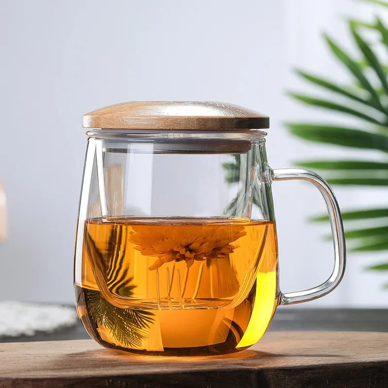 Premium Glass Teapot with Bamboo Lid   Infuser   Separation  Filter  Cup