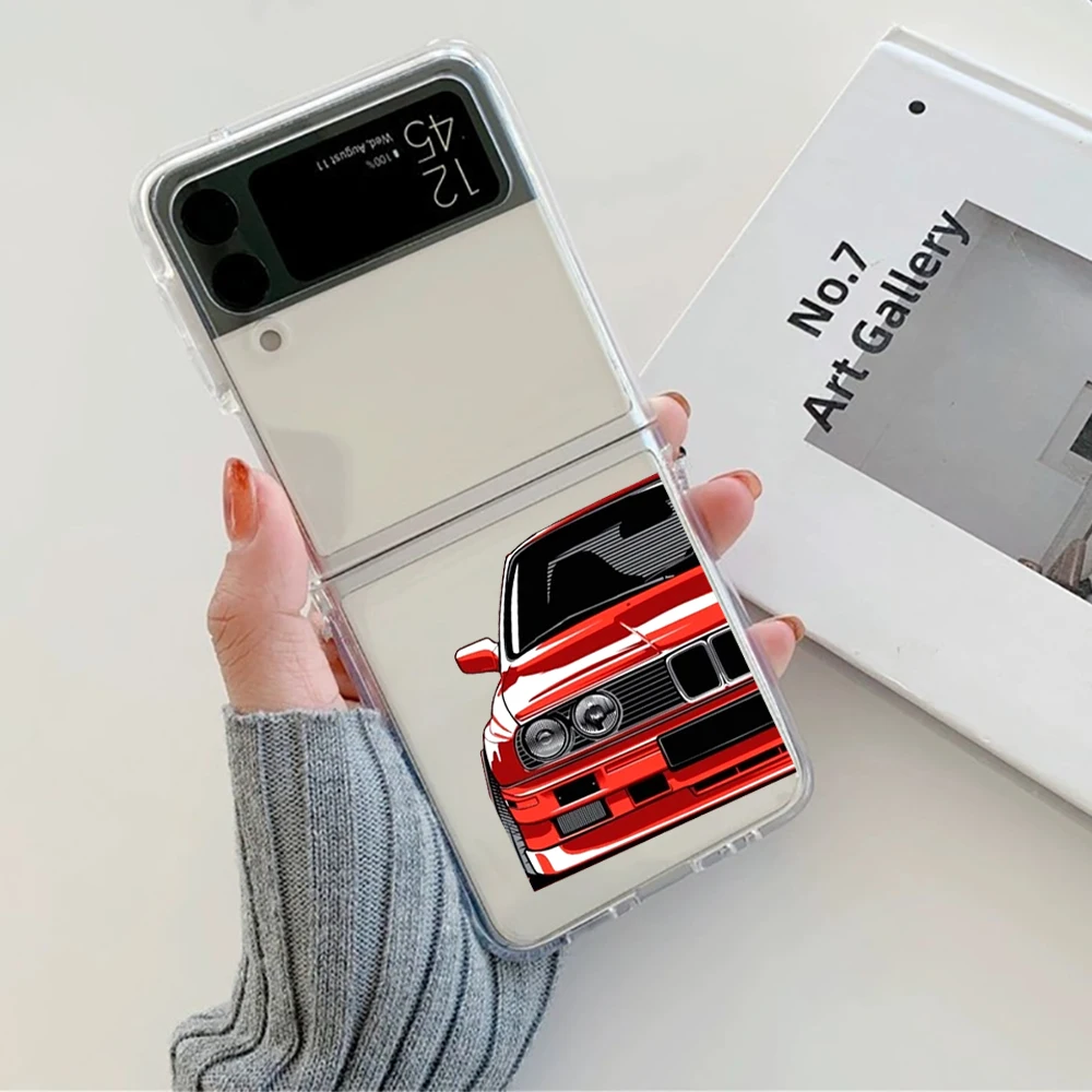 Coole Sportwagen-Comic-Handyhülle für Samsung Galaxy Z Flip 6 ZFlip 8 5 7 Harte Transparente Hülle für Samsung ZFlip4 ZFlip3 – Detail 3