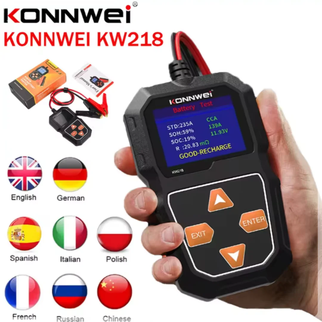 KONNWEI KW218 тестер автомобильного аккумулятора 6 В 12 В анализатор системы мотоцикла и грузовика 2000CCA инструмент для тестирования зарядки PK KW650 KONNWEI KW218 тестер автомобильного аккумулятора 6 В 12 В анализатор системы мотоцикла и грузовика 2000CCA инструмент для тестирования зарядки PK KW650