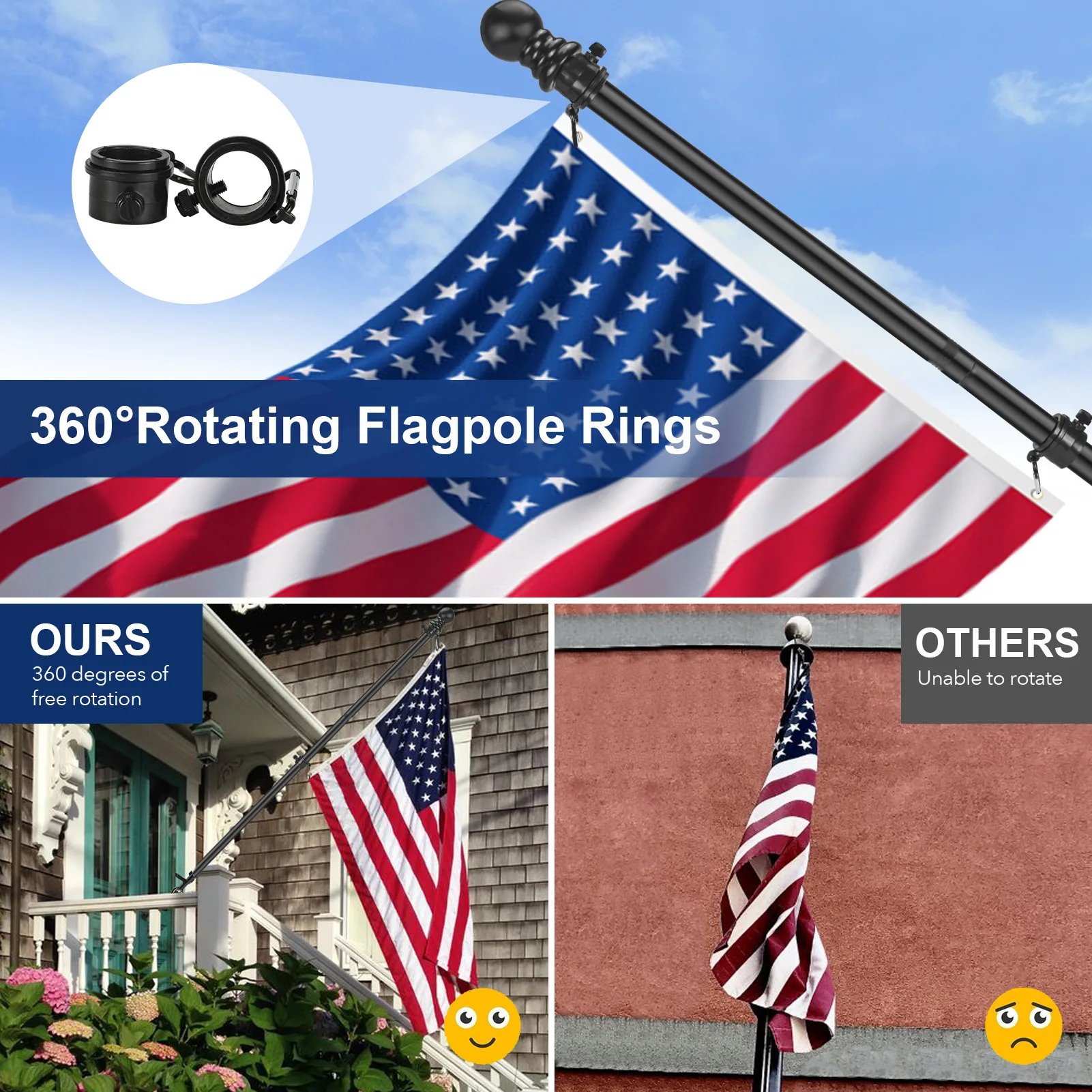Adjustable Flagpole Base Metal Mounting Bracket For Exterior Wall Decor Professional Garden Flag Stand Weatherproof Hardware