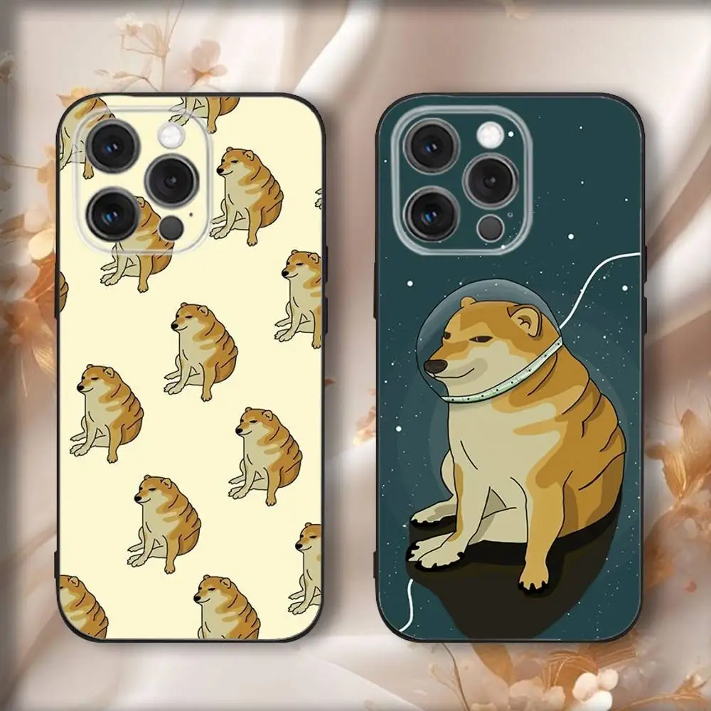 

Cute Cheems Dog Phone Case For iPhone16,15,14,13,12,11,Pro,Max,Plus,X,XS,SE4,E,Mini,Soft Black Case