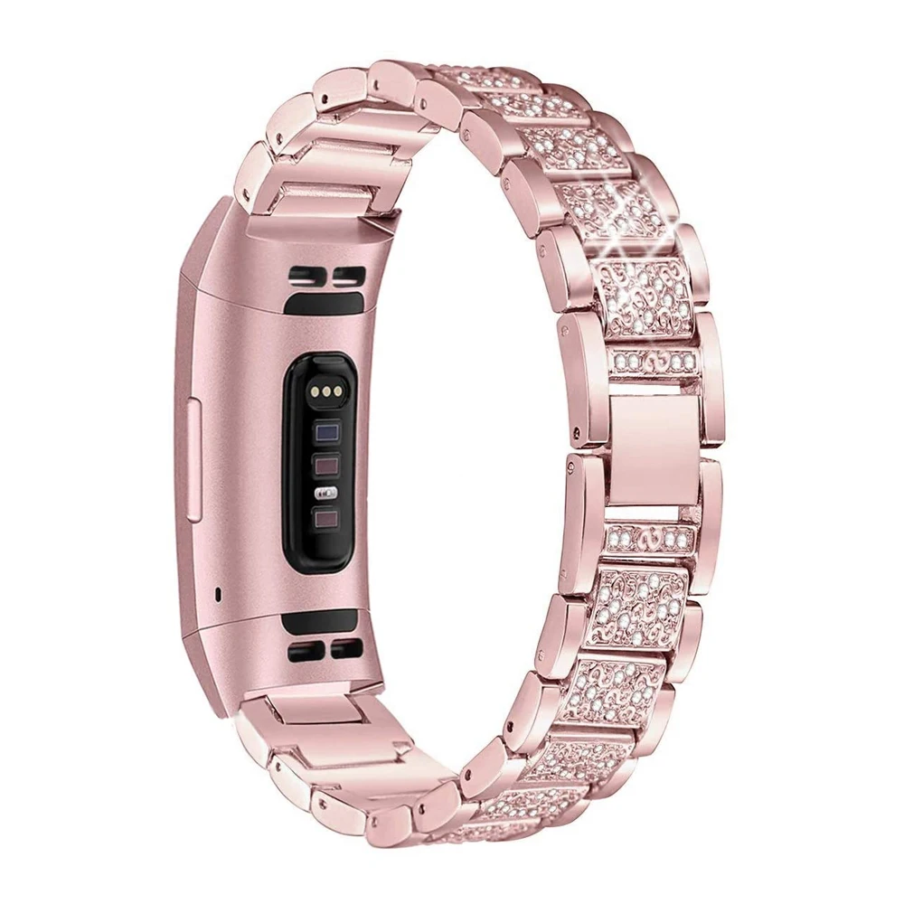 Bling Pink Bands for Fitbit Charge 4 / Charge 3 / Charge 5 Replacement Strap Bracelet Charge 5 Wrist Band Accessories Women Man