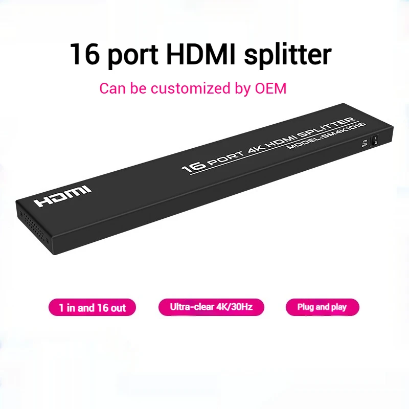 4K 30Hz 1x16 HDMI Splitter 1 In 16 Out Video Distributor Multi-screen Display Screen Mirror Split for PS3 PS4 XBOX PC Monitor TV