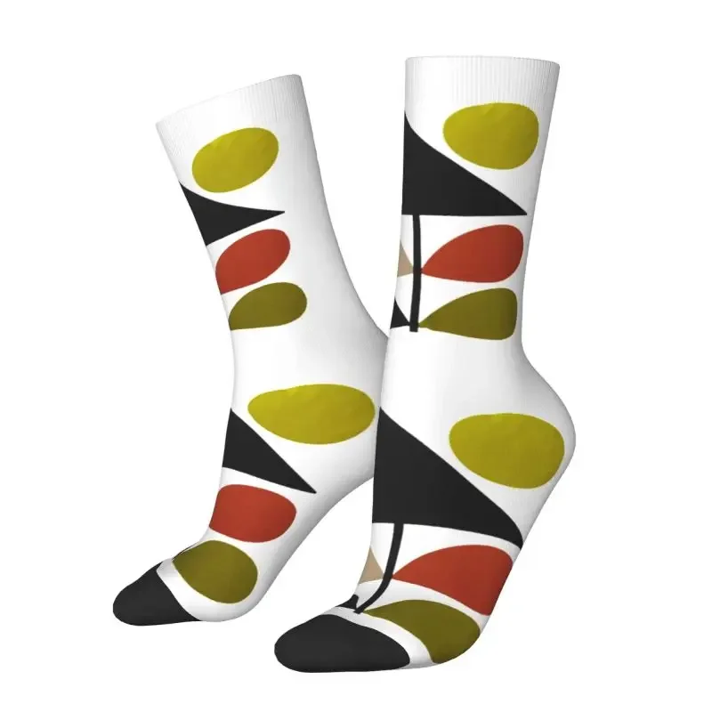 Kawaii Mens Orla Kiely Stem And Bird Dress Socks Unisex Warm Comfortable 3D Printed Scandinavian Style Crew Socks