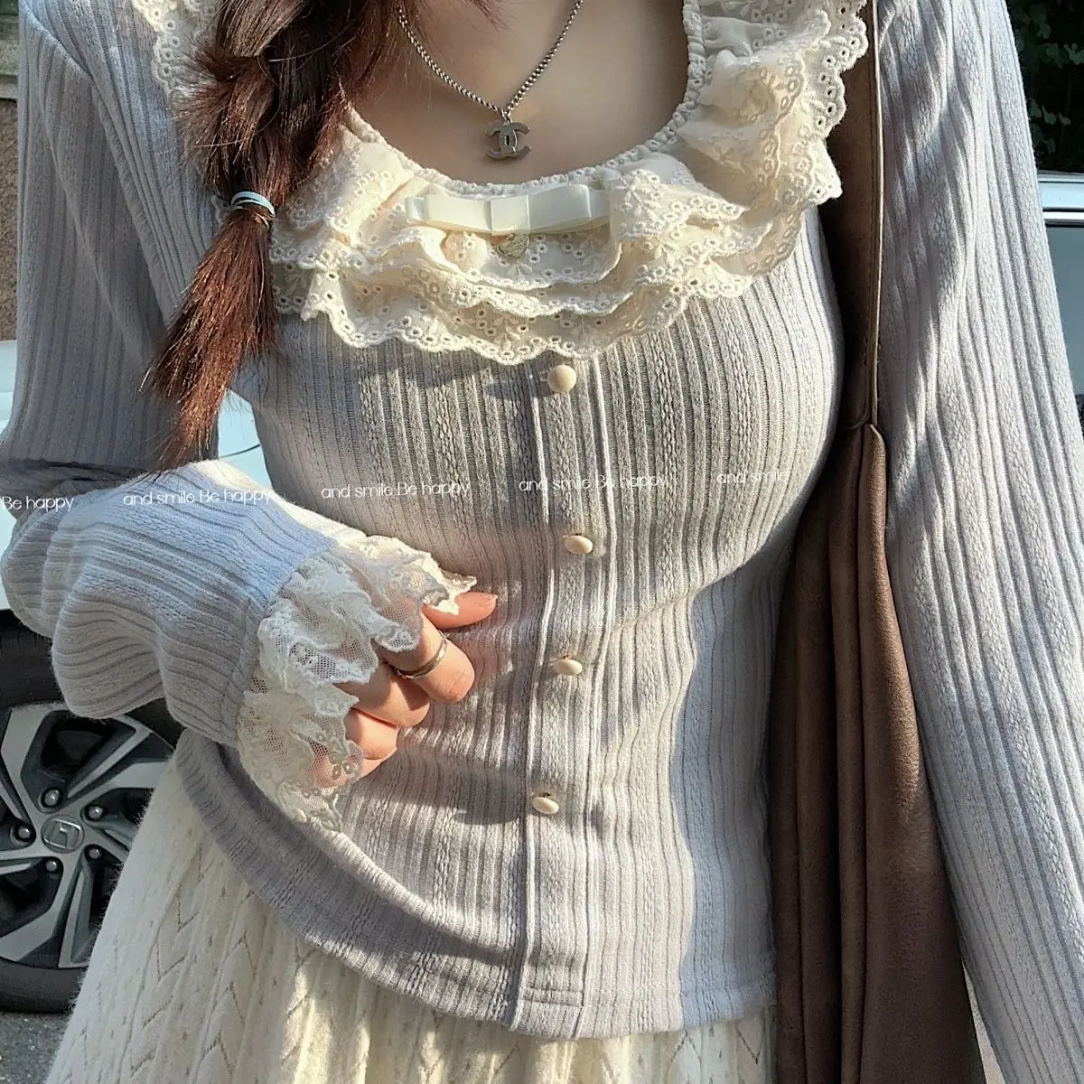 

Японская футболка-юбка, многослойная нижняя рубашка с кружевным воротником, универсальная облегающая короткая верхняя кружевная юбка