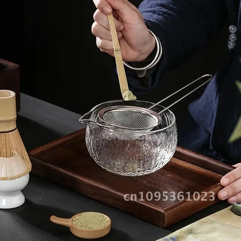 4/7Pcs Matcha Tea Set Bamboo Whisk Japanese Glass Matcha Tools Matcha Tea-making Kit Bowl Traditional Handmade Scoop Indoor