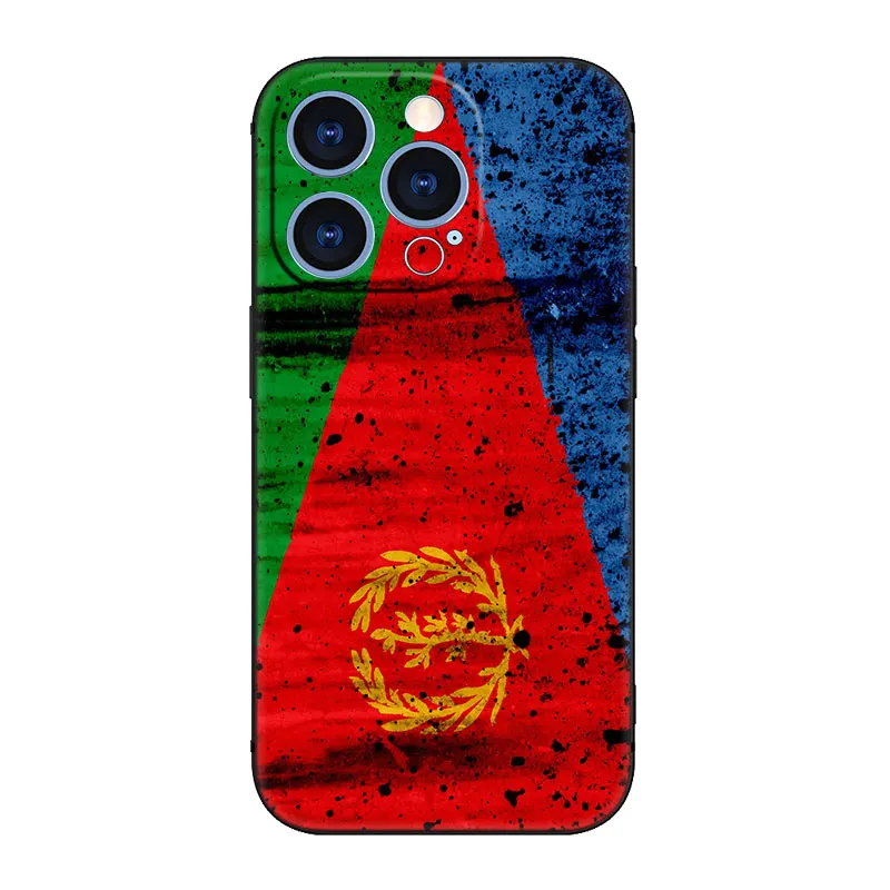 Eritrea Flag Phone Case For Apple iPhone 14 13 12 Mini 11 Pro XR X XS MAX 6S 7 8 Plus 5S SE 2020 2022 Black Cover