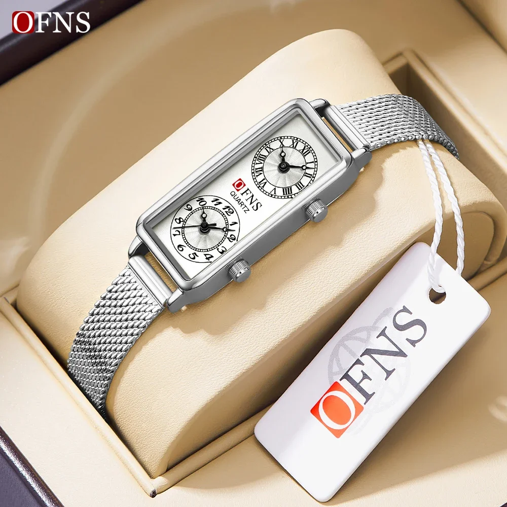 OFNS Top Brand New 1506 Fashion Casual orologio da donna Luxury Double dial orologio da donna impermeabile al quarzo in acciaio inossidabile