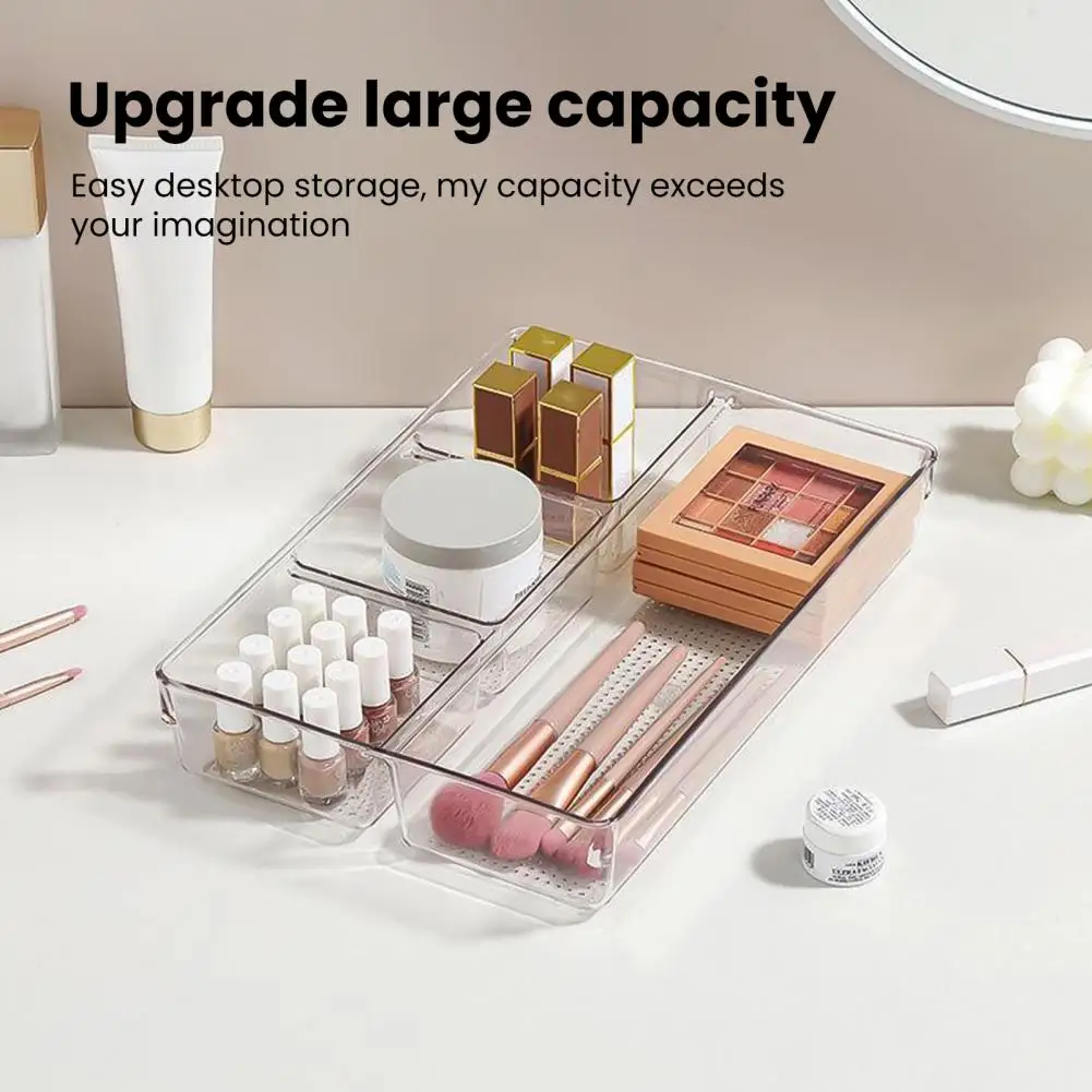 מגשי אחסון מגשים שמארגנים מגירות שקופות למגירה 25 יח 'עם קצוות חלקים מגוונים מגוונים