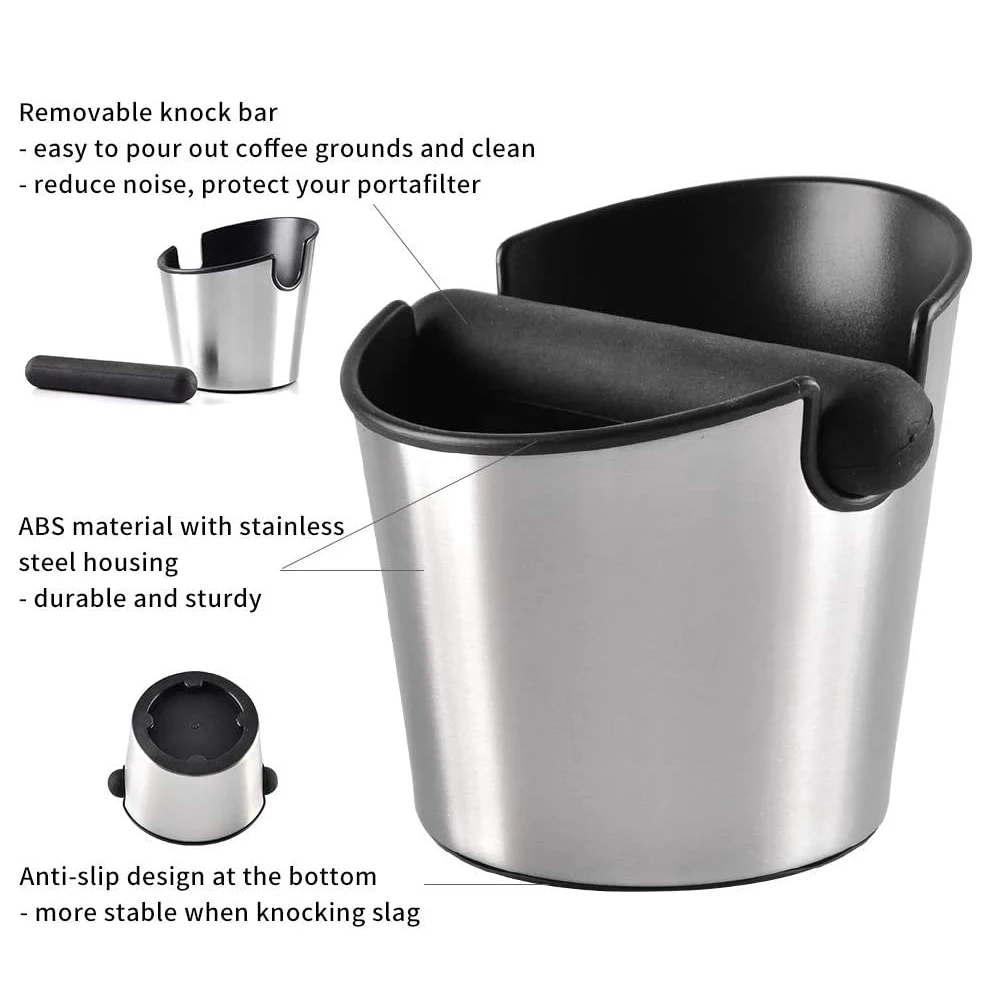 Coffee Grind Knock Box Coffee Grind Dump Bin Waste Bin Stainless Steel Espresso Knock Box for Espresso Maker Household Cafe Tool