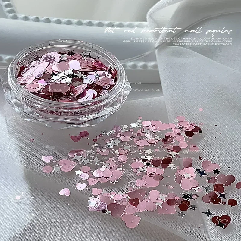 1/2 scatola Nail Art forma di battito cardiaco paillettes Glitter olografiche per resina fai da te che fa accessori per la decorazione del trucco delle unghie del mestiere di arte