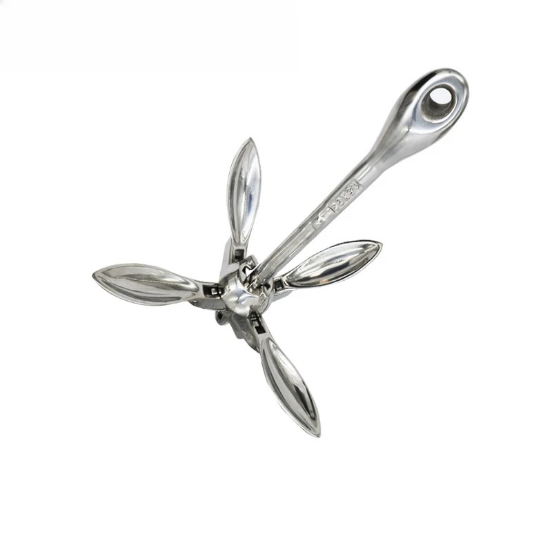 10KG Folding Anchor 316 Stainless Steel Mirror Polished Foldable Marine Yacht Anchor Boat Hardware Accessories